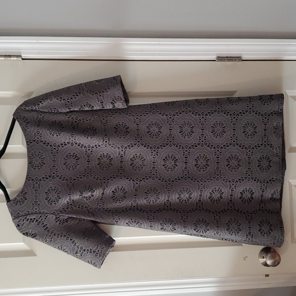 Adrianna Papell Gray Lace Shift Dress - Sz 12